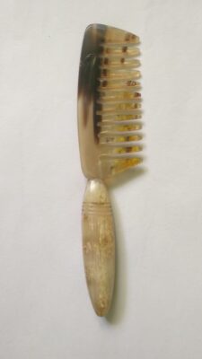 Buffalo horn round handle hair comb