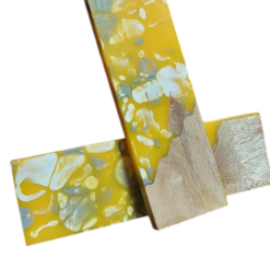 Resin and wood combine yellow knife handle scales