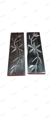 Buffalo horn leaf design knife handle scales 01